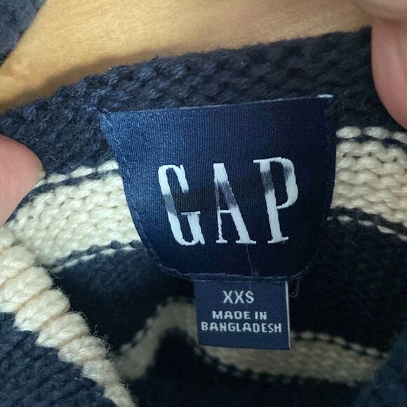 GAP Striped Navy White Cropped Oversized Slouchy Cotton Sweater XXS Nautical New - Picture 11 of 11